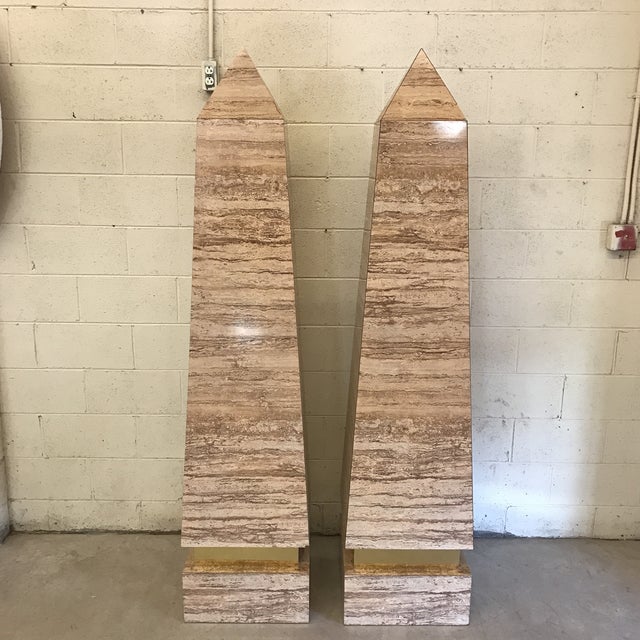 Monumental Faux Travertine Laminate Obelisks A Pair Chairish