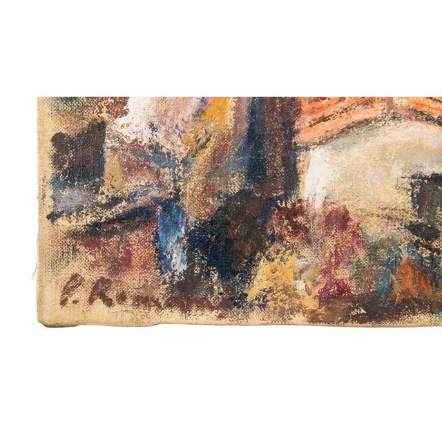 Contemporary Pino Romanò, Houses in the Hills, Oil Painting, 1990s For Sale - Image 3 of 5