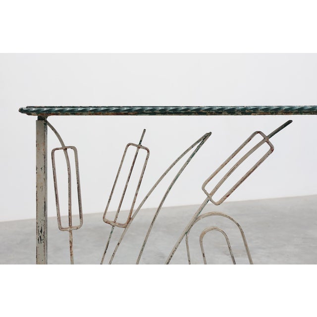 Art Deco Wrought Iron Plant Stand with Heron and Bulrushes, France, 1920 For Sale - Image 3 of 12