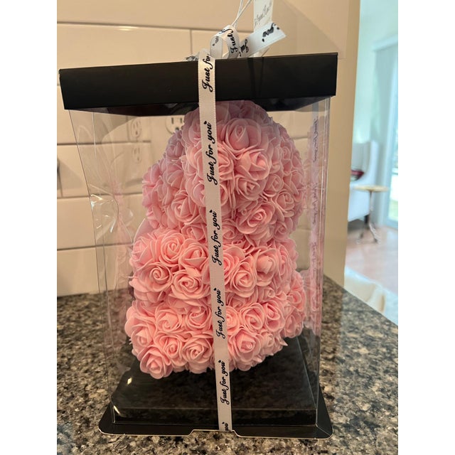 Pink Valentine Teddy Made of Roses in Gift Box For Sale - Image 8 of 8