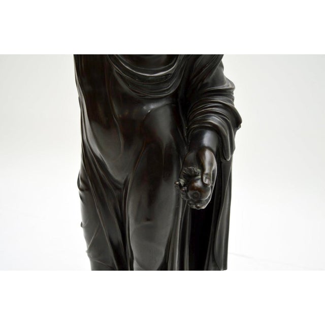 Metal Neoclassical French Artist, Large Sculpture of Robed Lady, 1880, Bronze For Sale - Image 7 of 11
