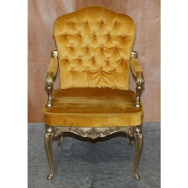 Hollywood Regency Armchairs with Brass Frames, Italy, 1960s, Set of 2 For Sale - Image 4 of 18