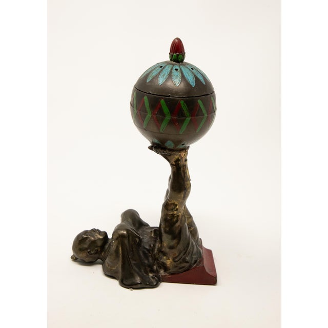 Early 20th Century Chinese Cold-Painted Bronze Censer For Sale - Image 9 of 12