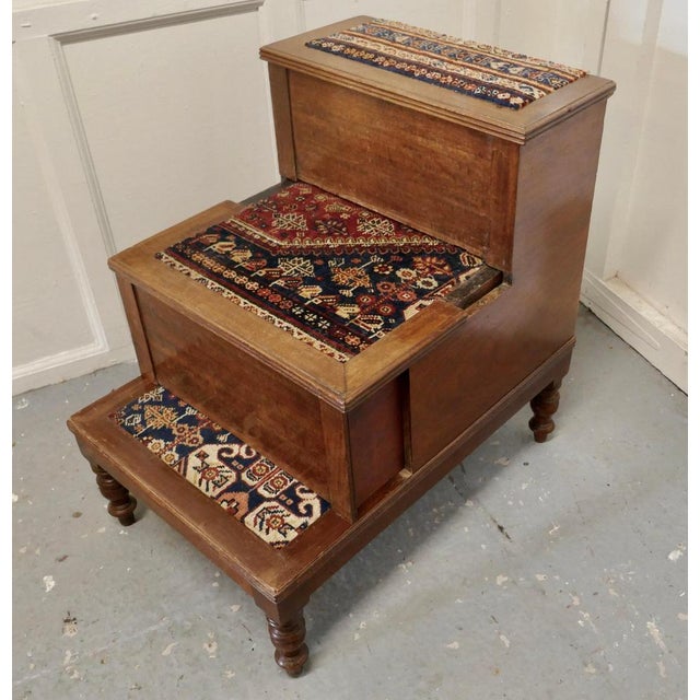 Wood Early Victorian Library Steps on Turned Legs, 1850s For Sale - Image 7 of 11