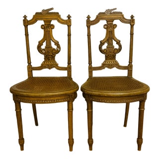Louis XVI Carved and Gilded Wooden Musicians Chairs, Set of 2 For Sale