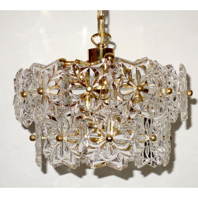 Gilded Brass and Crystal Glass Chandelier from Sölken Leuchten, 1970s For Sale - Image 11 of 11