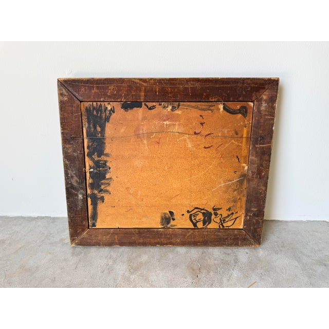 1950's Vintage Still Life Oil on Board Painting -Framed For Sale - Image 11 of 11