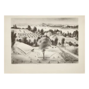 1939 After Arnold Blanch "Along the Hudson", First Edition Period Offset Lithograph