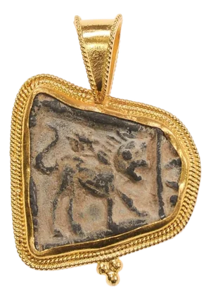Chimera Image in Relief Pendant in 21k Gold Decorative Trim