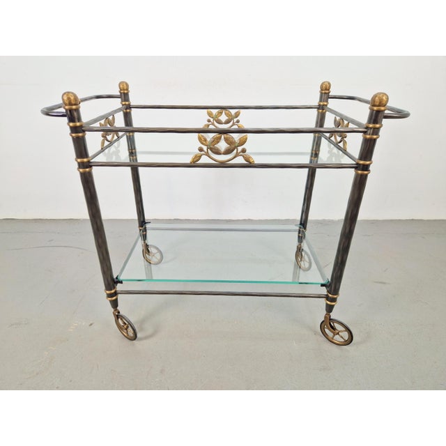 Regency Brass and Glass Serving Trolley, Italy, 1970s For Sale - Image 4 of 10