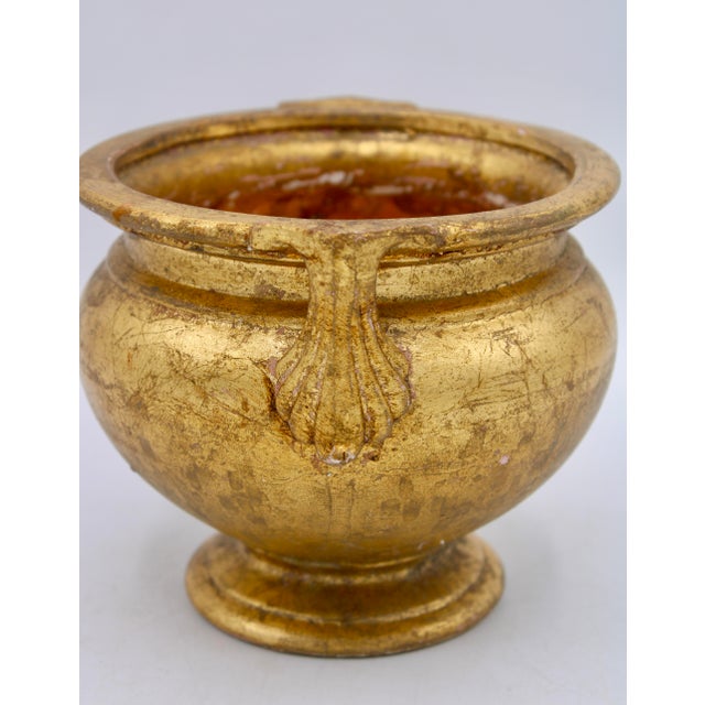 Antique Italian Gold Leaf Gilt Terra Cotta Cachepot For Sale In Tulsa - Image 6 of 9