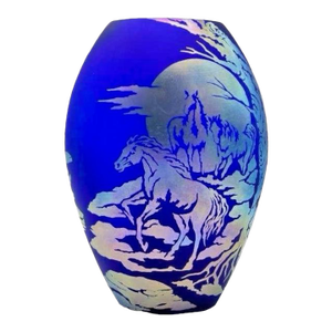 Fenton Favrene Wild Horses Oval Vase-Robin Spindler-Signed Limited Ed-2005-Art