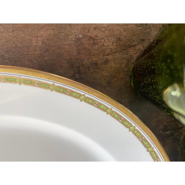 Antique t.v. Tressemanes and Vogt Green Greek Key Pattern 6377 Platter Limoges France For Sale - Image 4 of 10