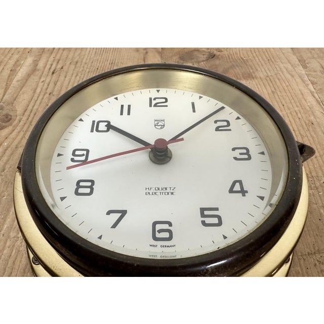Vintage German Brass Ships Clock from Philips, 1970s For Sale - Image 10 of 15