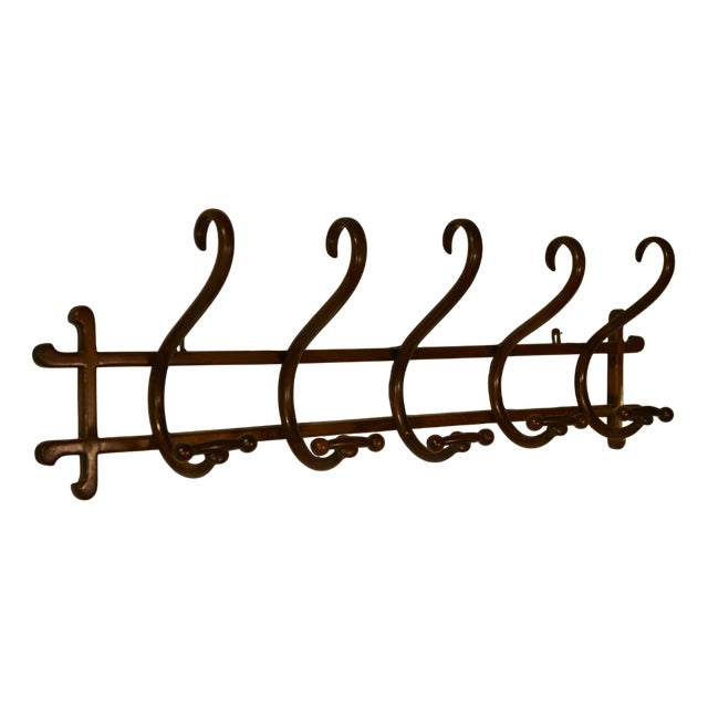 Wall-Mounted Coat Rack in Bent Beechwood from Thonet, 1930s For Sale