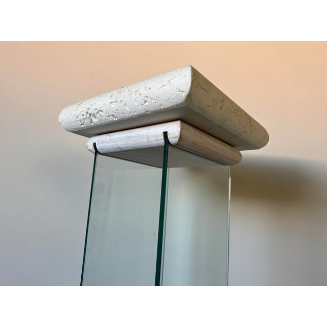 80's Postmodern Faux Stone and Glass Pedestal For Sale - Image 10 of 13