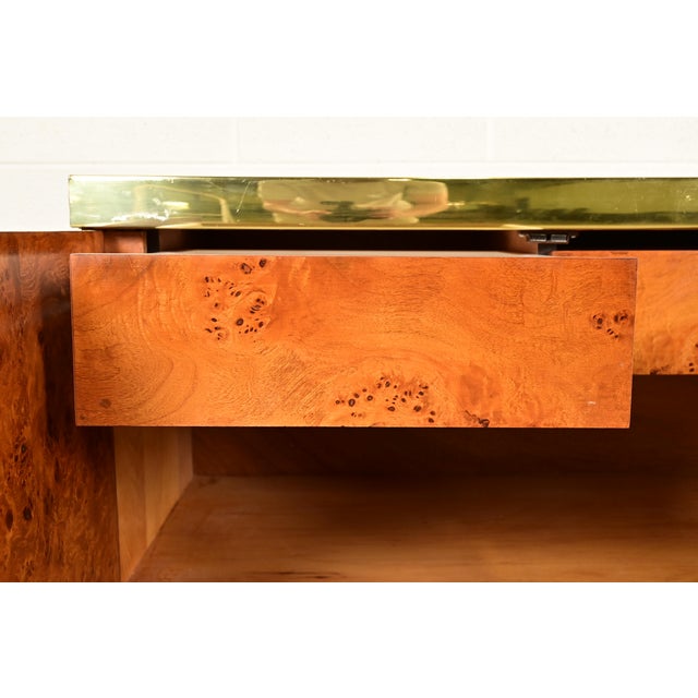 Brown Pierre Cardin Mid-Century Modern Burl Wood and Brass Sideboard Credenza, 1970s For Sale - Image 8 of 18
