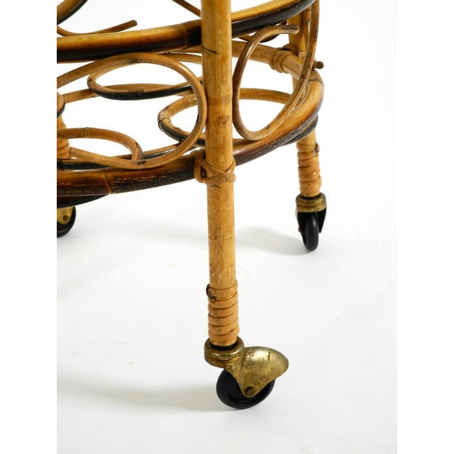 Mid-Century Italian Bar and Serving Trolley Made of Bamboo with Wheels, 1950s For Sale - Image 18 of 18