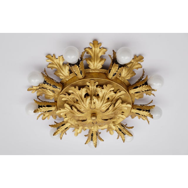 1960s Large Vintage Florentine Leaf Ceiling Lamp by Banci Firenze, 1960s For Sale - Image 5 of 9