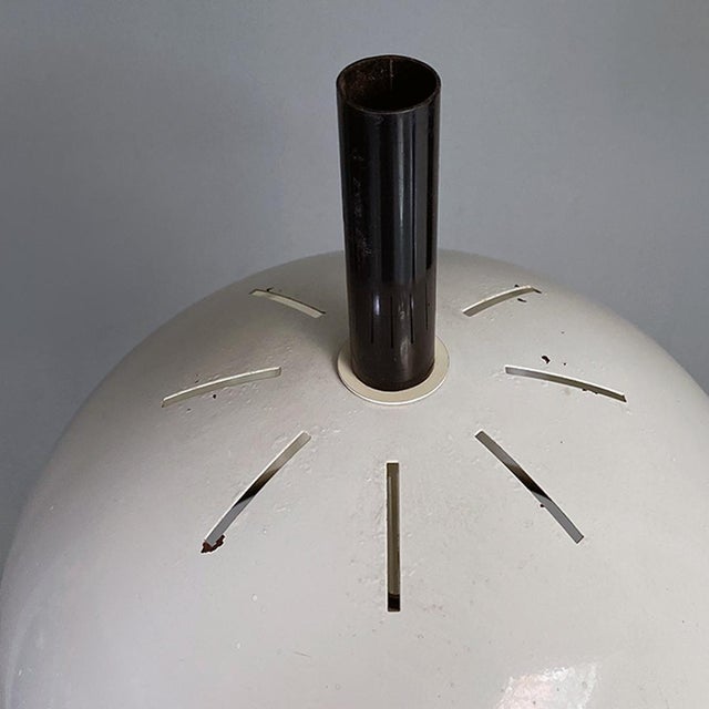 Metal Italian Postmodern Black Metal Floor Lamp with White Metal Lampshade, 1980s For Sale - Image 7 of 14