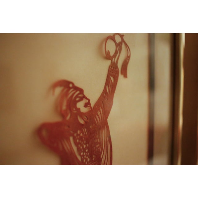 Early 20th Century Early 20th Century Pair of Ottoman Shadow Puppet Figural Sculptures in Gold Metal Frames For Sale - Image 5 of 15