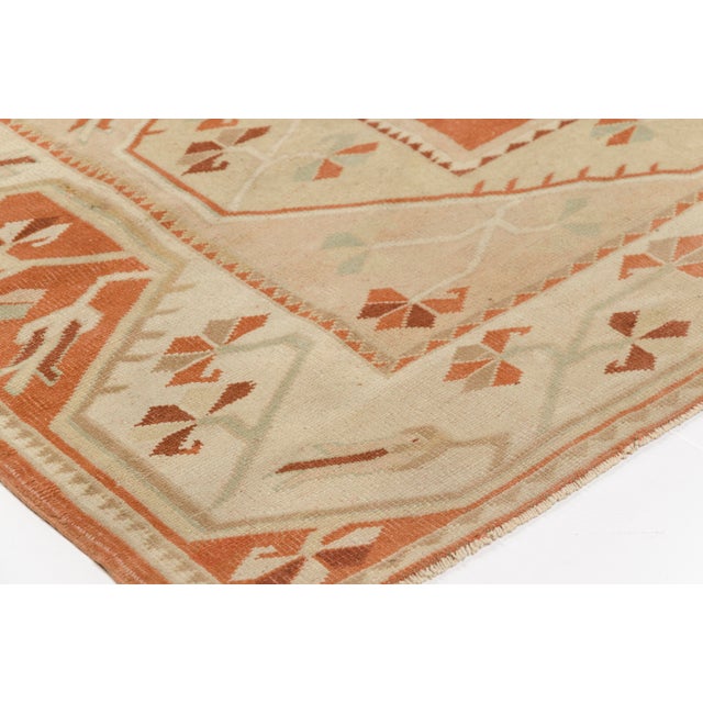 Vintage Turkish Oushak Style Terracotta and Cream Rug For Sale - Image 4 of 9