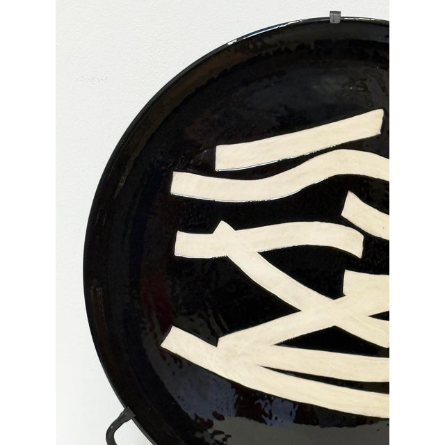 Large Abstract Moroccan Glazed Pottery Charger Plates on Stands, Per Item For Sale - Image 10 of 14