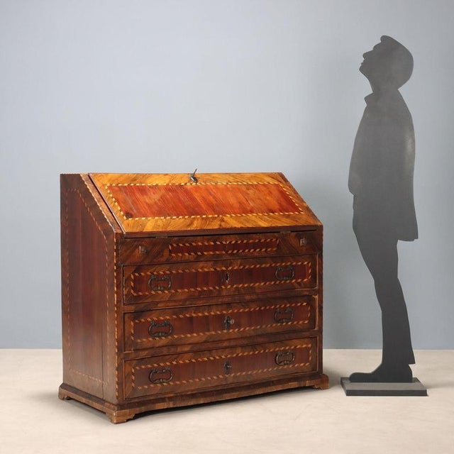 Antique Flap Cabinet in Wood, Italy, 18th Century For Sale - Image 3 of 16