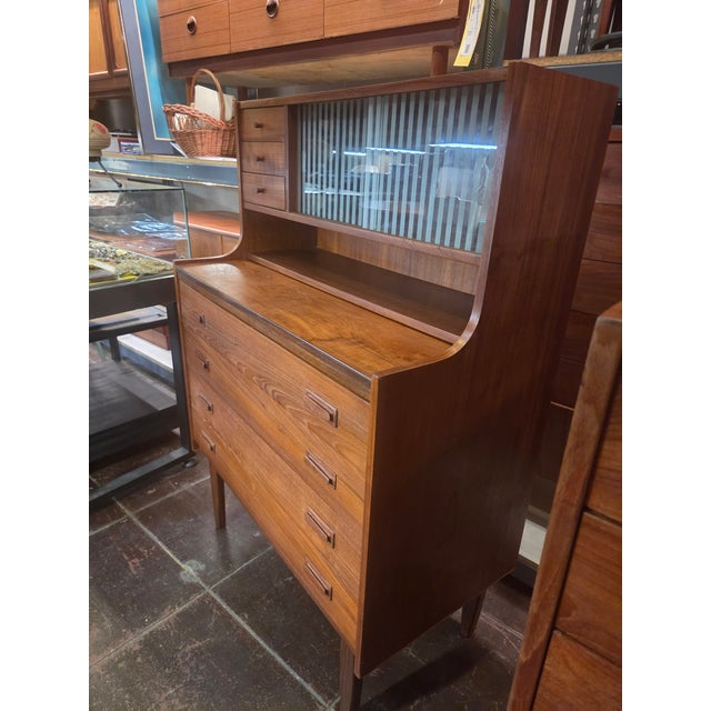 1960s Danish Teak Secretary Desk Pull Out Top For Sale - Image 11 of 14