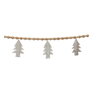 Wood Beaded Wool Tree Garland (Set of 2) For Sale