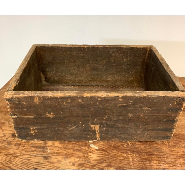 Rustic Wood Fruit Crate With Metal Mesh Bottom For Sale - Image 4 of 8