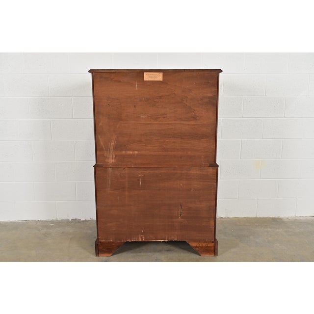 Henkel Harris Georgian Solid Mahogany Eight-Drawer Highboy Dresser, 1960s For Sale - Image 11 of 12