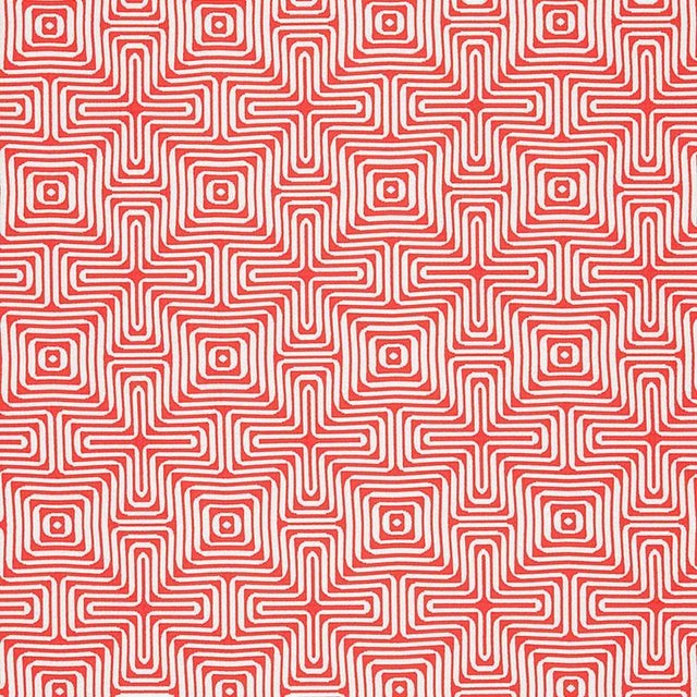 Sample - Schumacher X Trina Turk Amazing Maze Fabric in Coral For Sale