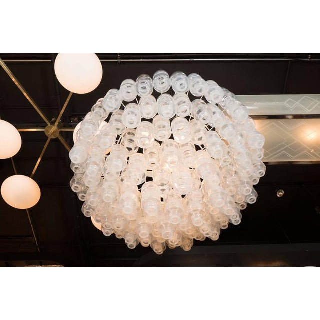 Modernist Opalescent and Clear Murano Glass Barbell Chandelier For Sale - Image 9 of 10