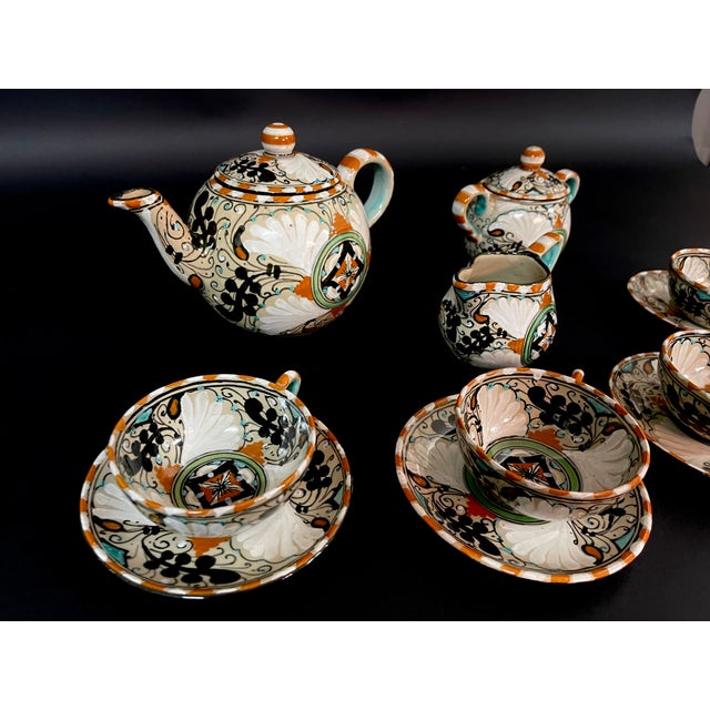 Italian Hand-Painted Ceramic Tea Service, 1930s, Set of 7 For Sale - Image 4 of 16
