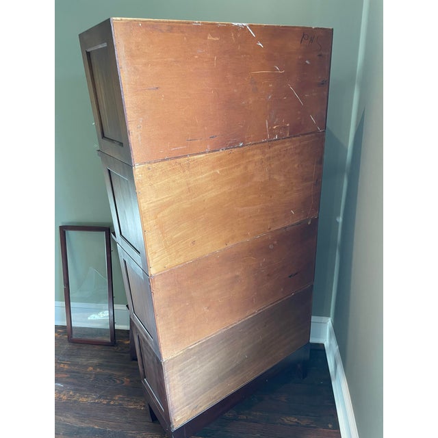 Antique Walnut Globe Wernicke Four Stacking Barrister Bookcase For Sale - Image 10 of 13