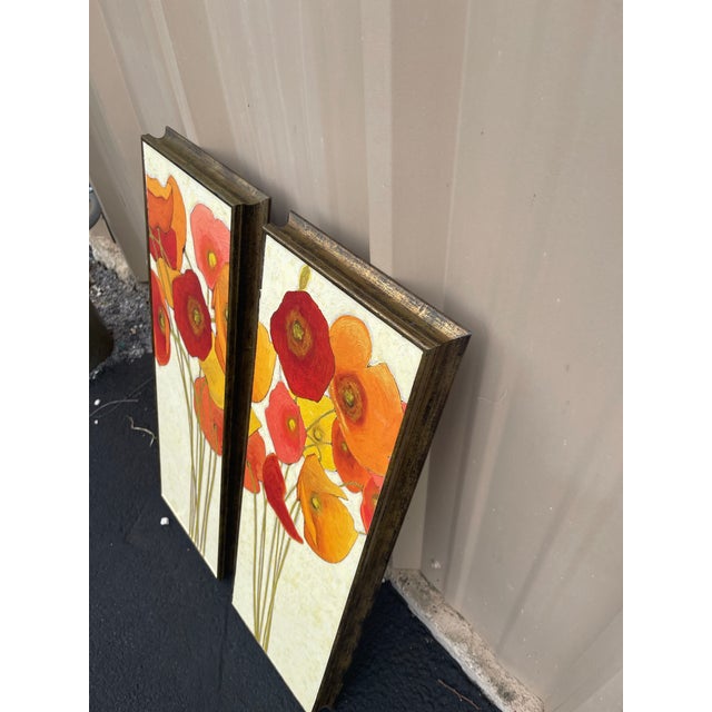 Contemporary Contemporary Textured Poppy Floral Wall Art Panels – Set of 2 For Sale - Image 3 of 6