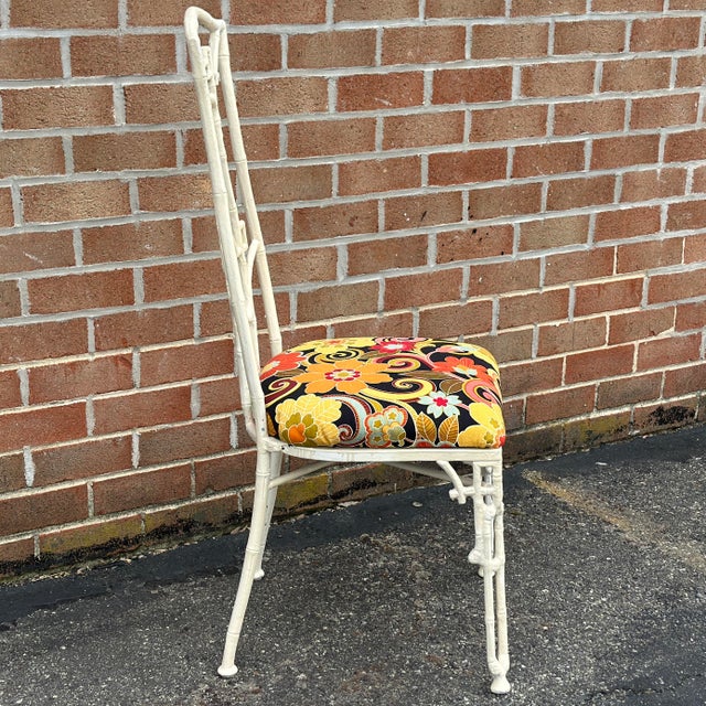 Mid 20th Century Vintage Kessler Faux Bamboo Aluminum Patio Side Chair For Sale - Image 5 of 12