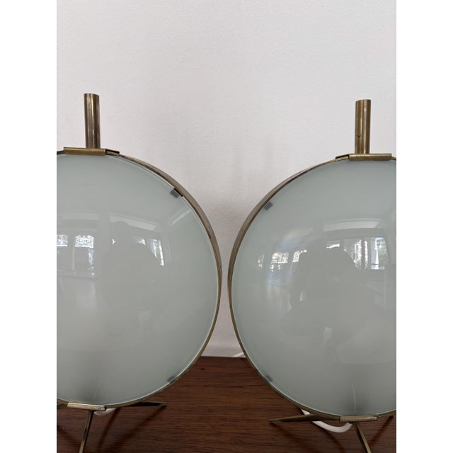 French Glass and Brass Table Lamps, 1950s, Set of 2 For Sale - Image 11 of 13