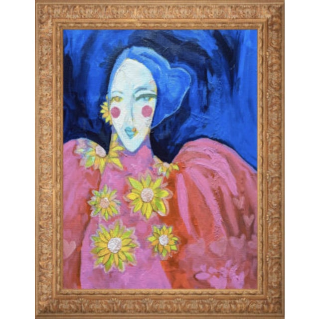 Contemporary Fauvist Abstract Portrait Mixed-Media Painting of a Woman For Sale - Image 12 of 13