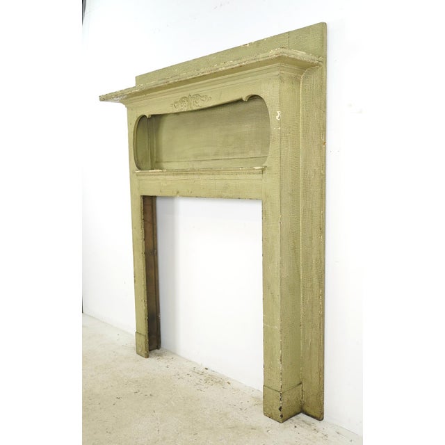 Traditional Reclaimed Green Crackled Wooden Fireplace Mantel For Sale - Image 3 of 8