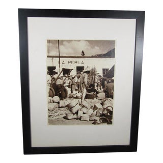 Mounted Photograph of Mexican Basket Maker For Sale