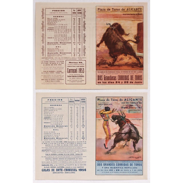 Paper 1950's Spanish Bullfighting Poster, Plaza De Toro, Valencia (Set of 2) For Sale - Image 7 of 7