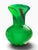 Striking vintage art glass vase in a vivid translucent emerald green, featuring sculptural organic form and dramatic...