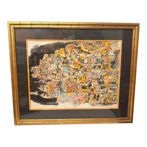 Vintage Original Sol Schreibman the Mideast Cityscape Pop Art Painting Watercolor