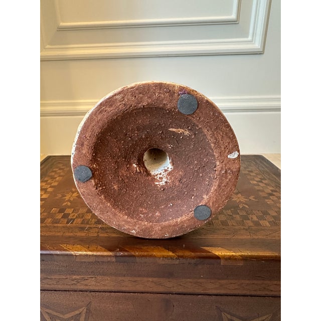 Vintage 5” French Glazed Terracotta Pillar Candleholder For Sale - Image 11 of 14