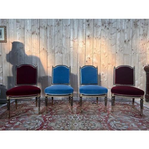 Napoleon III Style Chairs in Blackened and Gilded Wood, Set of 4 For Sale - Image 10 of 10