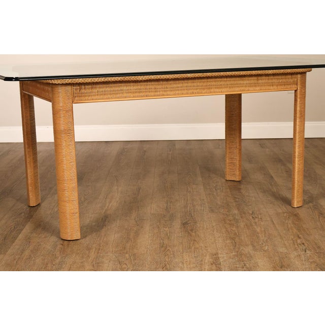 Lexington Henry Link Glass Top Wicker Dining Table For Sale In Philadelphia - Image 6 of 18