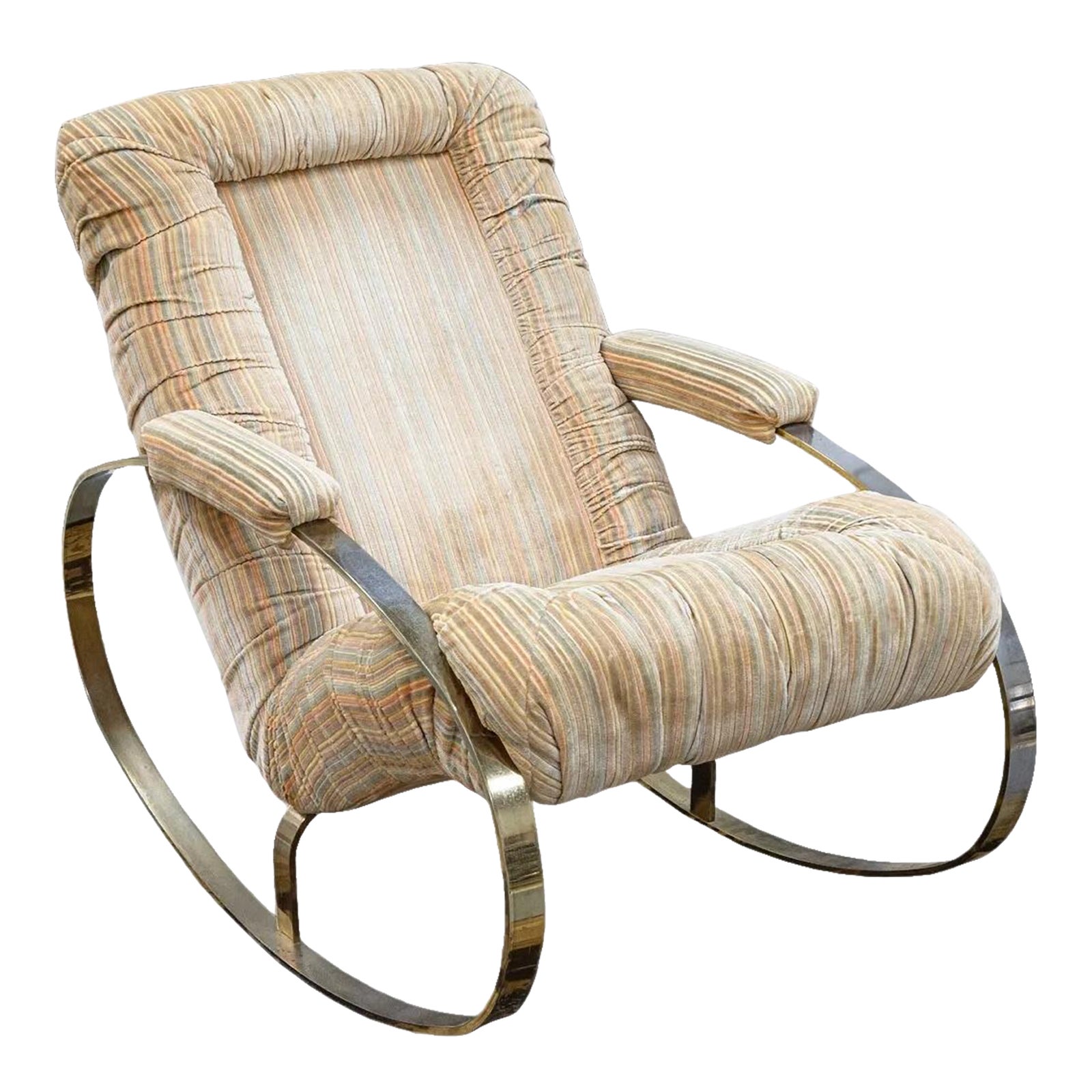 Guido Faleschini Modern Chrome & Brass Rocking Chair with Original ...