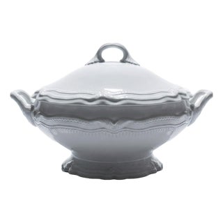 White Porcelain Soup or Vegetable Dish attributed Barnardaud for Limoges, 1950s For Sale